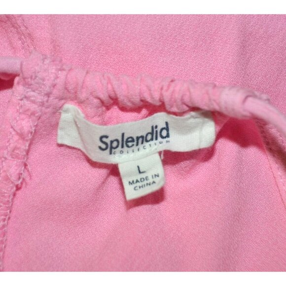 Splendid Pink Hana Romper Shorts Sleeveless Size L Pockets Elastic Waist Summer - Picture 6 of 8